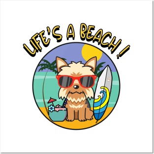 Lifes A Beach Yorkshire Terrier Posters and Art